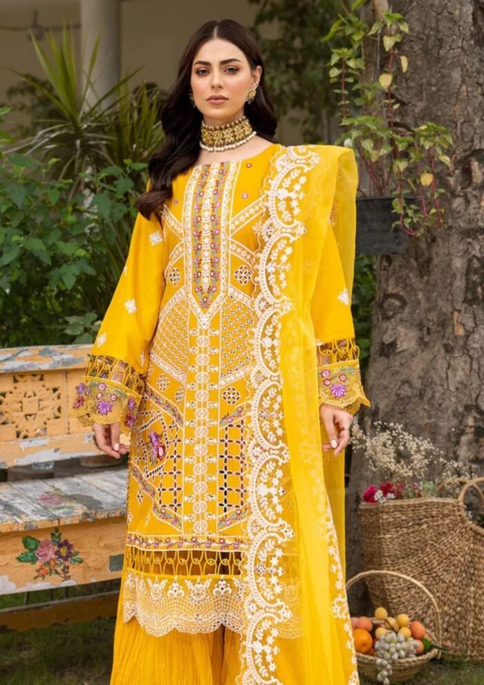 PARISHAY Lawn Chikenkari 3PC Embroidered With Organza Embroidered Dupatta-341 - Image 2