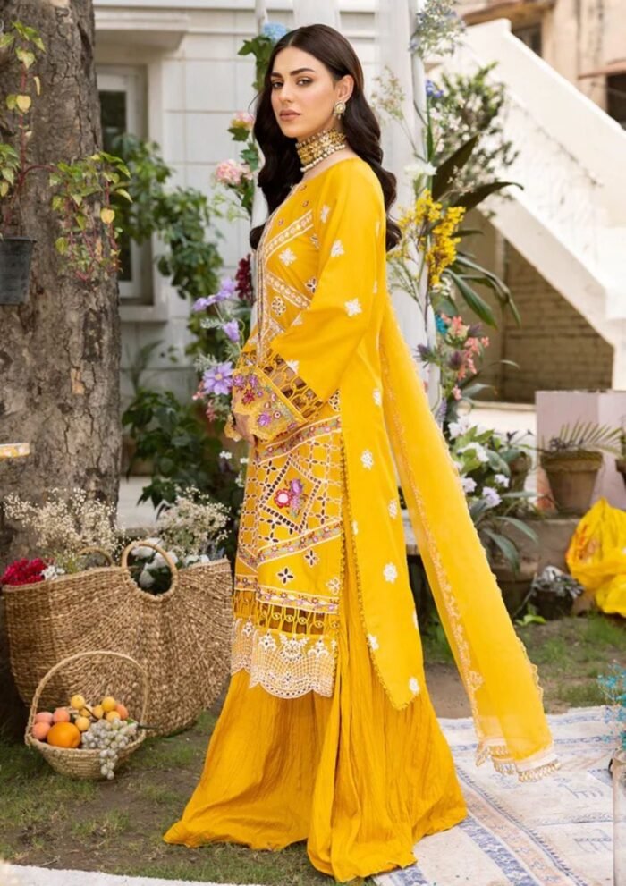 PARISHAY Lawn Chikenkari 3PC Embroidered With Organza Embroidered Dupatta-341 - Image 3