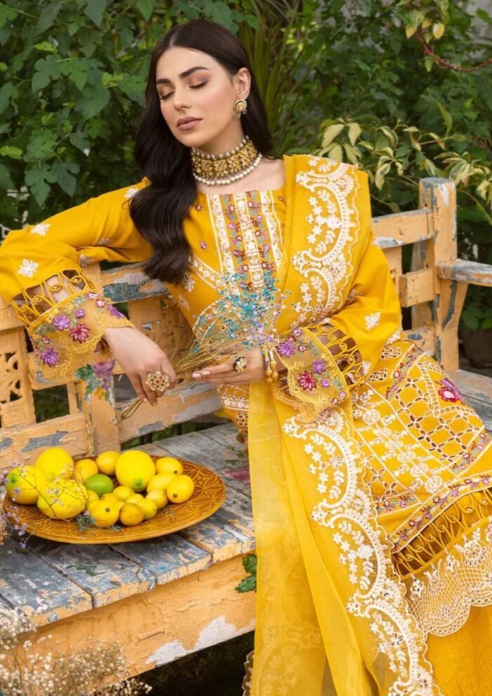 PARISHAY Lawn Chikenkari 3PC Embroidered With Organza Embroidered Dupatta-341 - Image 4