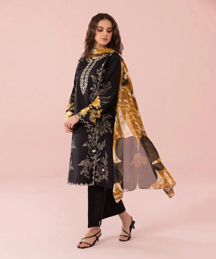 SAPPHIRE 3PC Lawn Embroidered Shirt With Printed Dupatta-388 - Image 3