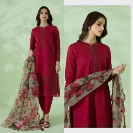 Sapphire 3PC Lawn Embroidered Shirt With Organza Printed Dupatta-384