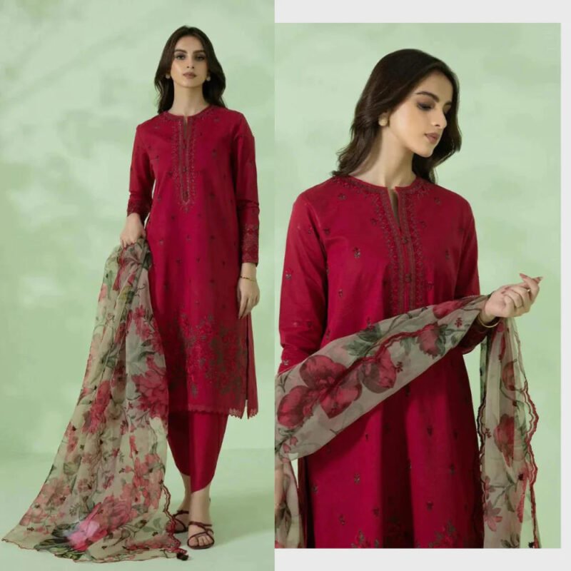 Shop with Namra is offering Sapphire 3PC Lawn Embroidered Shirt With Organza Printed Dupatta 384 1 in latest clothing collection 2024