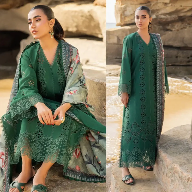 Shop with Namra is offering ZAINAB CHOTTANI 3PC Luxury Lawn Chikankri Embroidered With Printed Dupatta 453 in latest clothing collection 2024