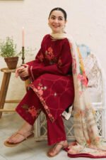 ZARA SHAHJAHAN 3PC Lawn Chikankari Embroidered Shirt With Printed Dupatta-425 - Image 3