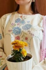 ZARA SHAHJAHAN 3PC Lawn Chikankari Embroidered Shirt With Printed Dupatta-431 - Image 4
