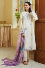 ZARA SHAHJAHAN 3PC Lawn Chikankari Embroidered Shirt With Printed Dupatta-431 - Image 2