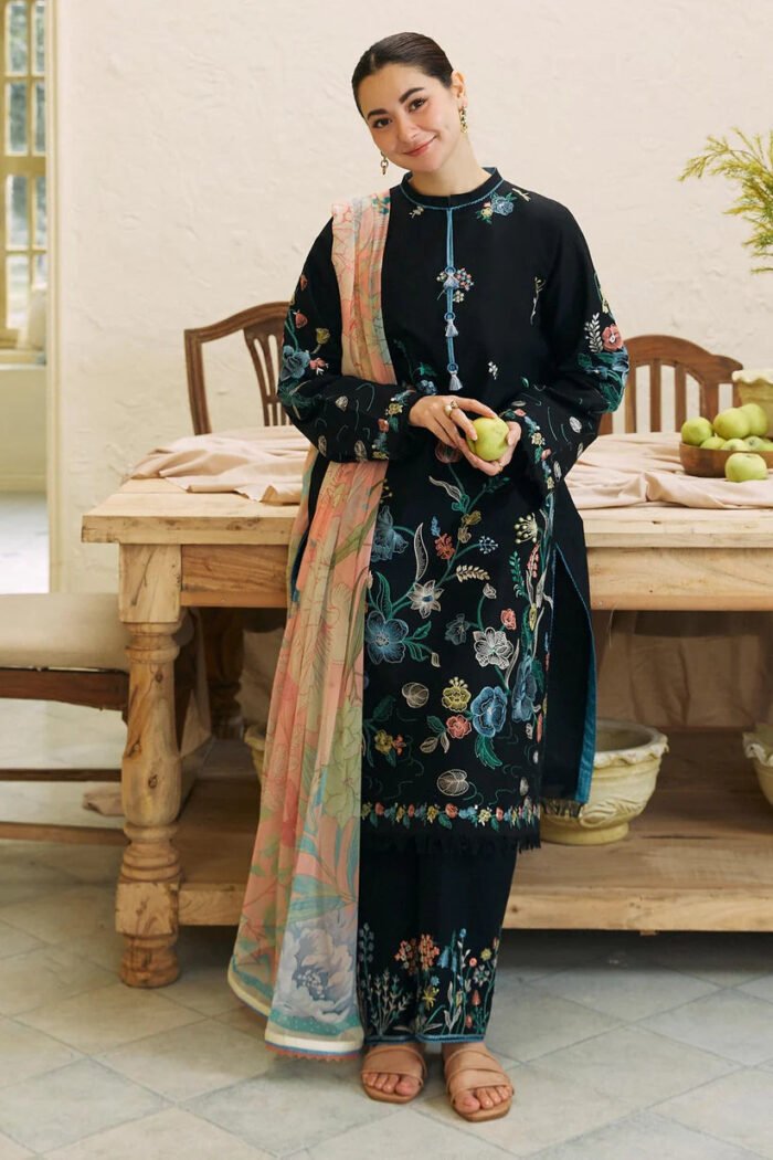 ZARA SHAHJAHAN 3PC Lawn Embroidered Shirt With Printed Dupatta-374 - Image 3