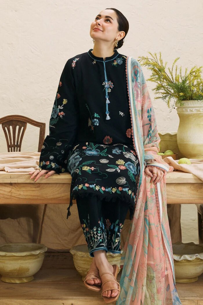 ZARA SHAHJAHAN 3PC Lawn Embroidered Shirt With Printed Dupatta-374 - Image 6