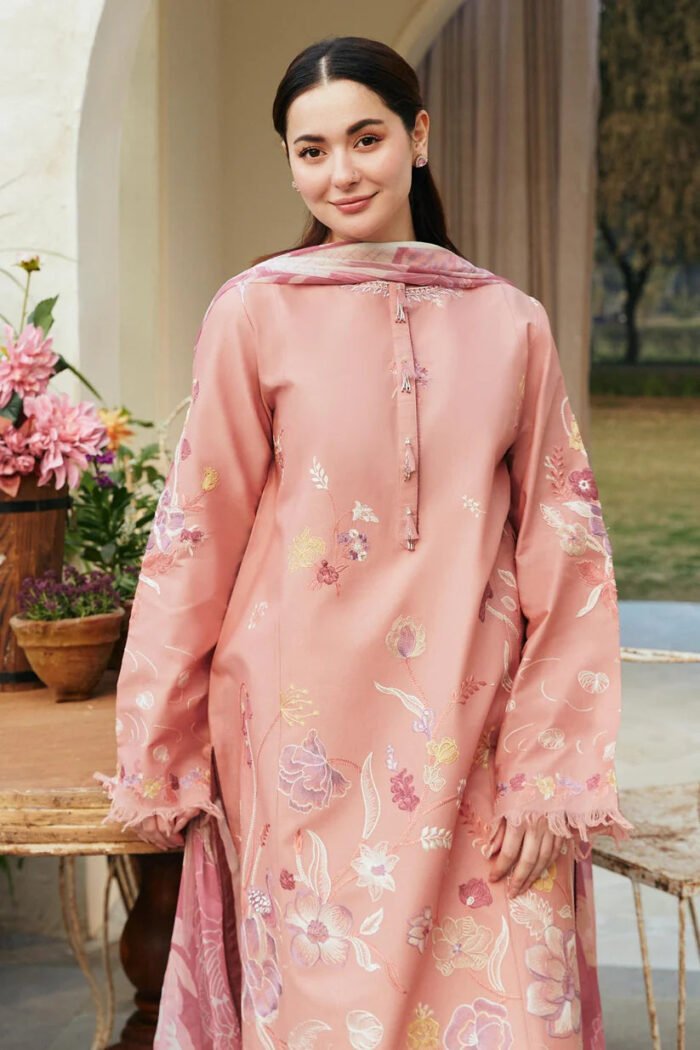 ZARA SHAHJAHAN 3PC Lawn Embroidered Shirt With Printed Dupatta-387 - Image 2
