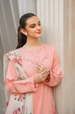 ZIVA 3PC LAWN EMBROIDERED SHIRT WITH PRINTED DUPATTA-333 - Image 2