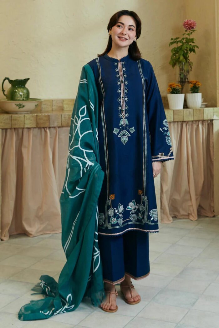Zara Shahjahan Lawn 3PC Embroidered With Printed Dupatta-370 - Image 5