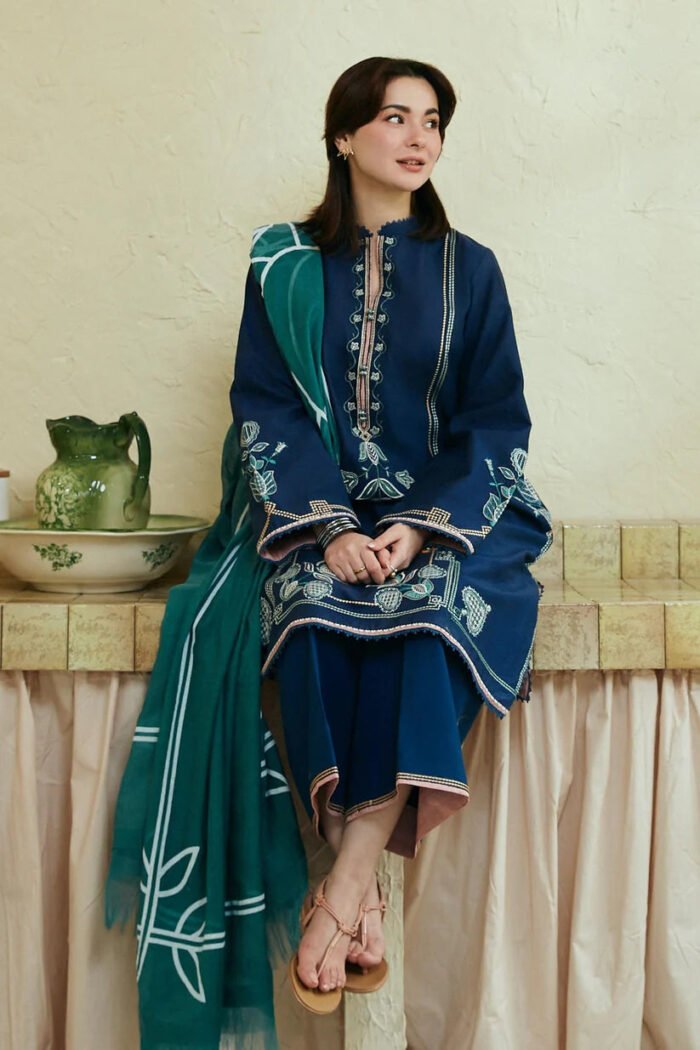 Zara Shahjahan Lawn 3PC Embroidered With Printed Dupatta-370 - Image 3