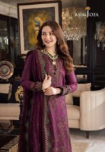 ASIM JOFA 3PC Lawn Embroidered With Chiffon Embroidered Dupatta-412 - Image 2
