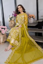 AZURE 3PC Lawn Embroidered With Chiffon Embroidered Dupatta-423 - Image 3