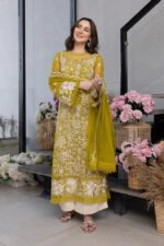 AZURE 3PC Lawn Embroidered With Chiffon Embroidered Dupatta-423 - Image 2