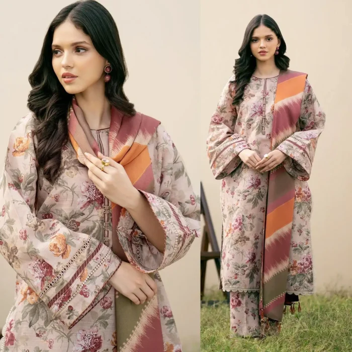 BAROQUE 3PC Lawn Printed Shirt With Voile Printed Dupatta-762 - Image 1