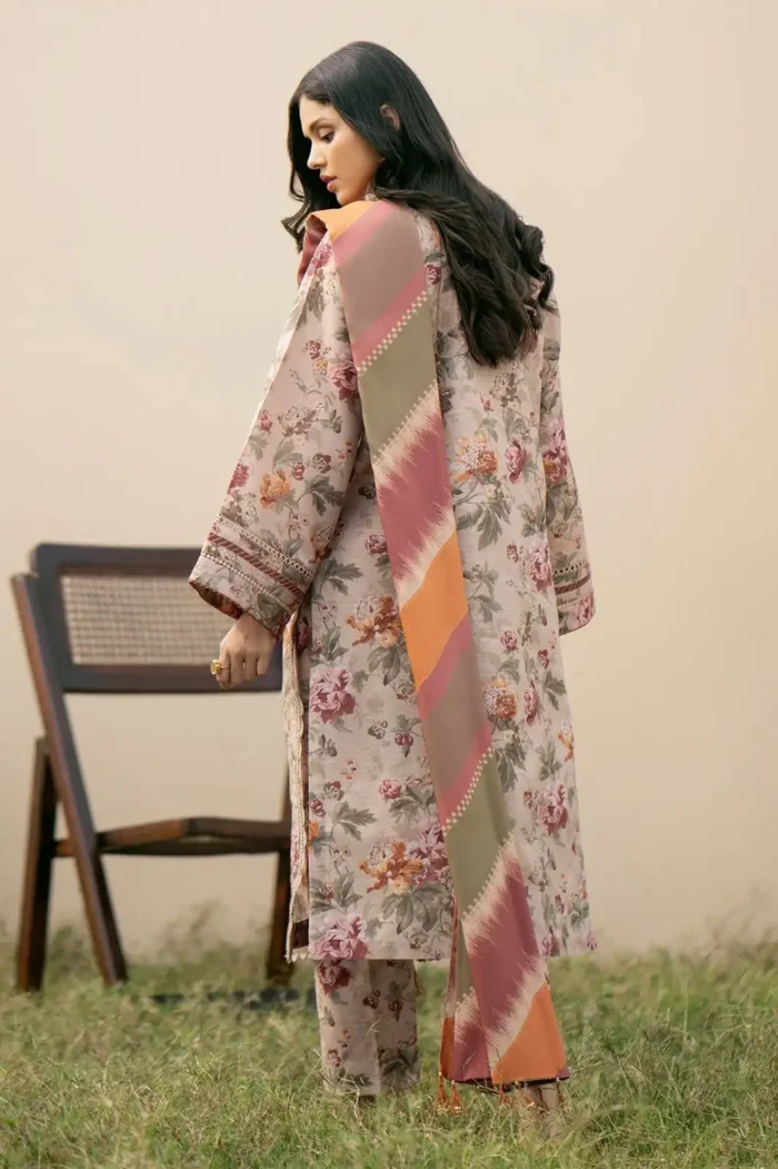 BAROQUE 3PC Lawn Printed Shirt With Voile Printed Dupatta-762 - Image 5