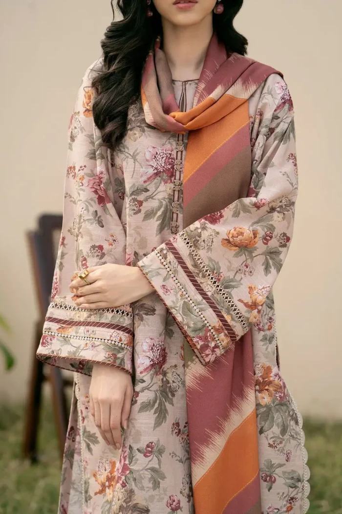 BAROQUE 3PC Lawn Printed Shirt With Voile Printed Dupatta-762 - Image 4