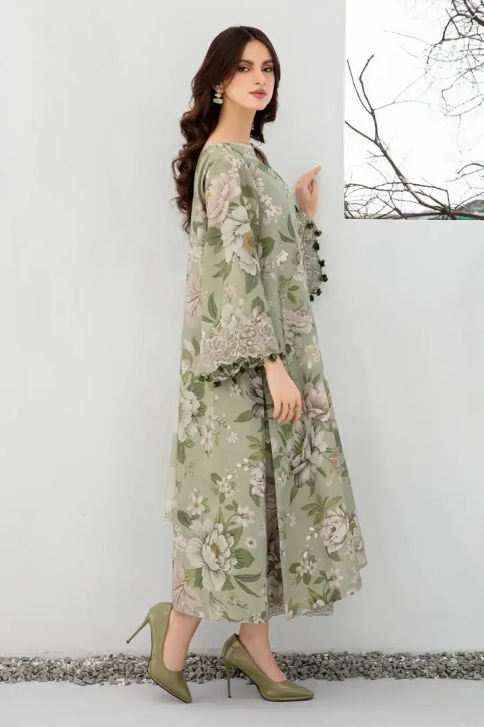 BAROQUE 3PC Lawn Printed Shirt With Voile Printed Dupatta-763 - Image 6