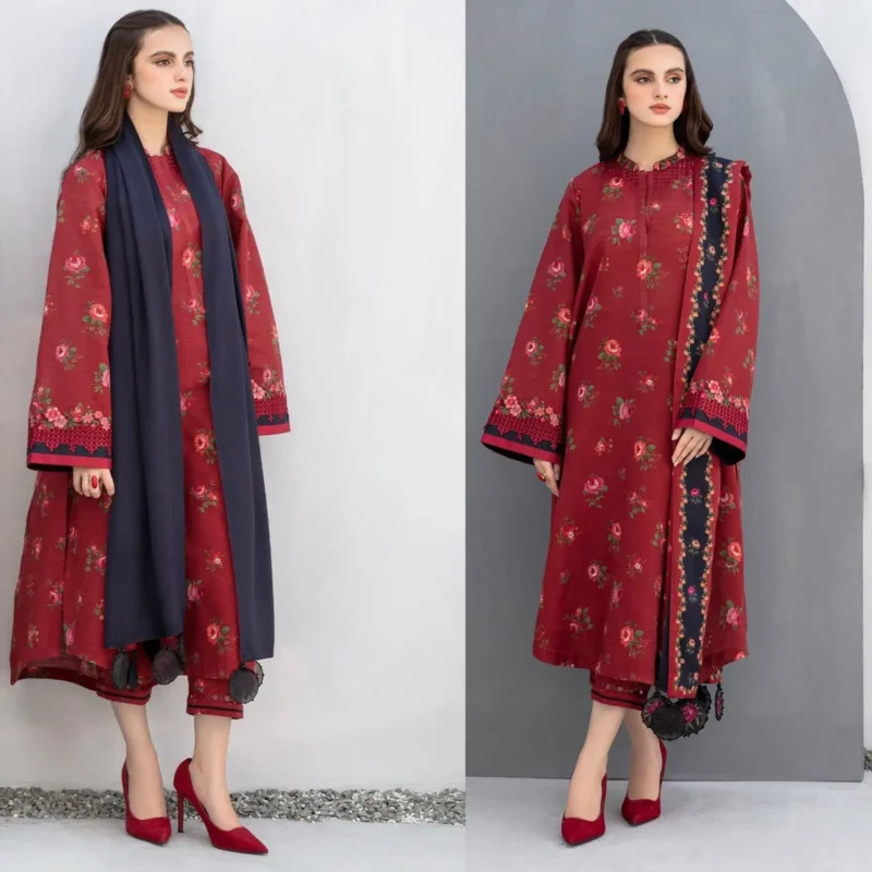 Shop with Namra is offering BAROQUE 3PC Lawn Printed Shirt With Voile Printed Dupatta 765 1 in latest clothing collection 2024