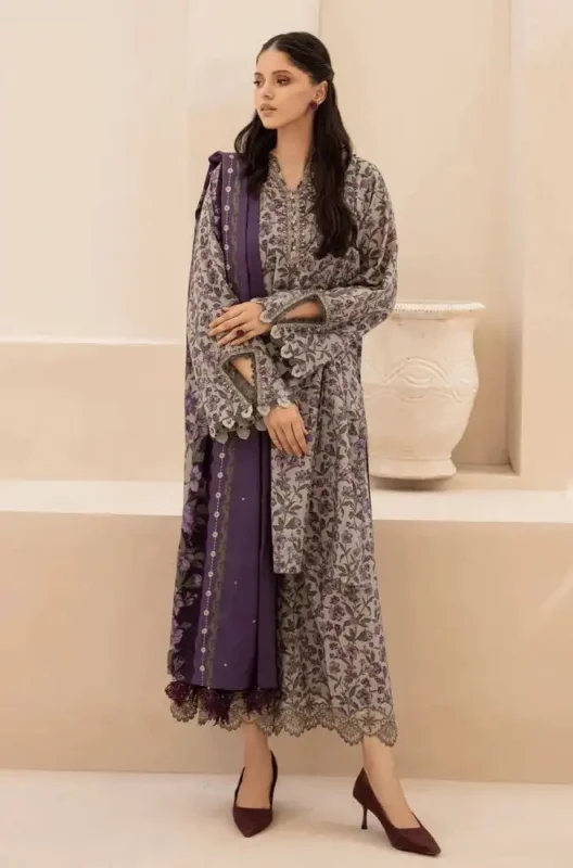 Shop with Namra is offering BAROQUE 3PC Lawn Printed Shirt With Voile Printed Dupatta 768 2 in latest clothing collection 2024