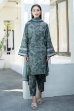 BAROQUE 3PC Lawn Printed Shirt With Voile Printed Dupatta-781 - Image 7