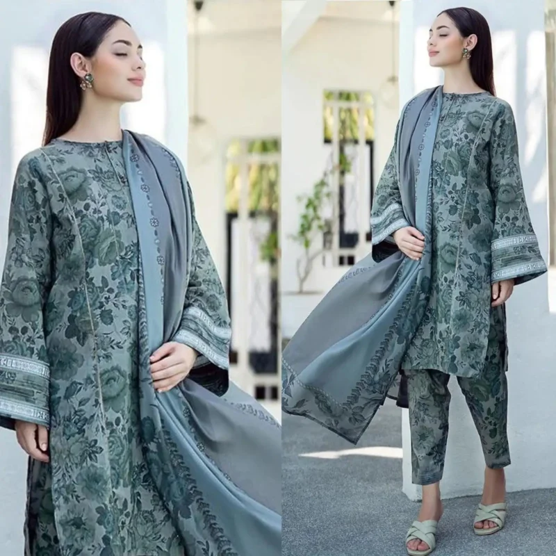 Shop with Namra is offering BAROQUE 3PC Lawn Printed Shirt With Voile Printed Dupatta 781 in latest clothing collection 2024
