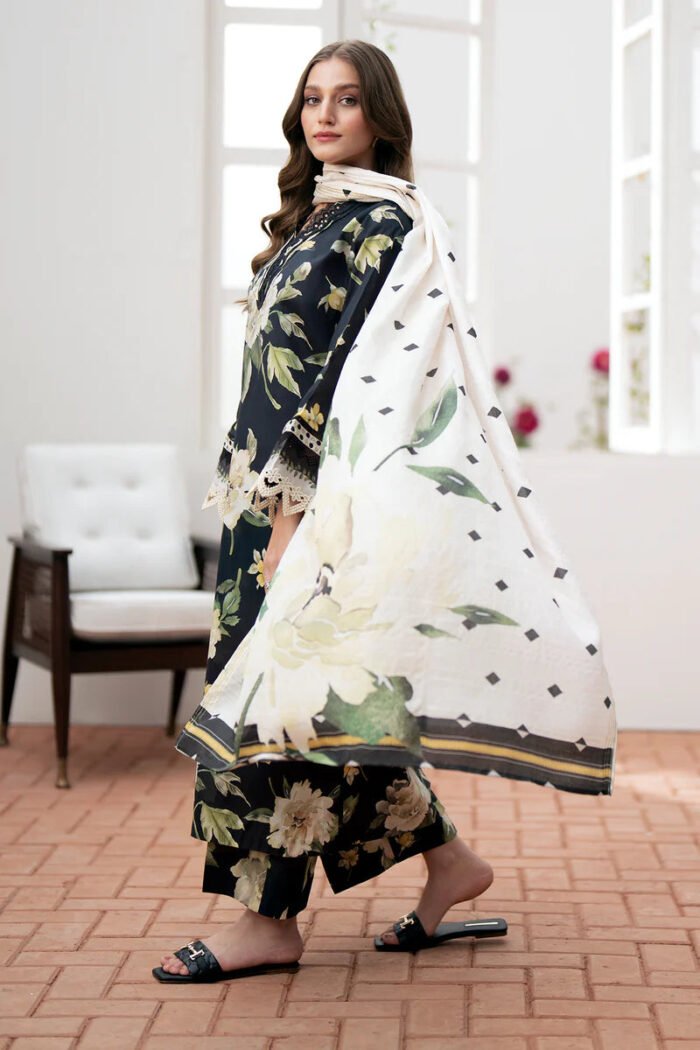 BAROQUE 3PC Lawn Printed Shirt With Voile Printed Dupatta-782 - Image 5