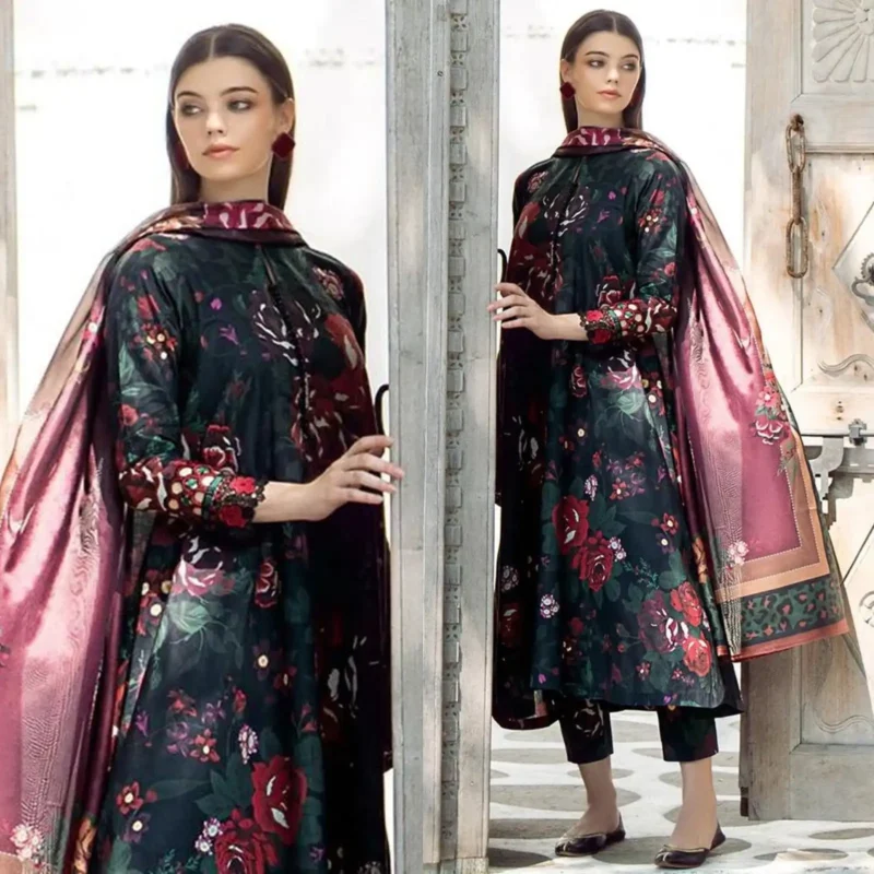 Shop with Namra is offering BAROQUE 3PC Lawn Printed Shirt With Voile Printed Dupatta 783 in latest clothing collection 2024