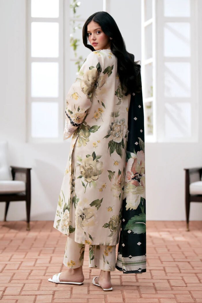 BAROQUE 3PC Lawn Printed Shirt With Voile Printed Dupatta-785 - Image 7