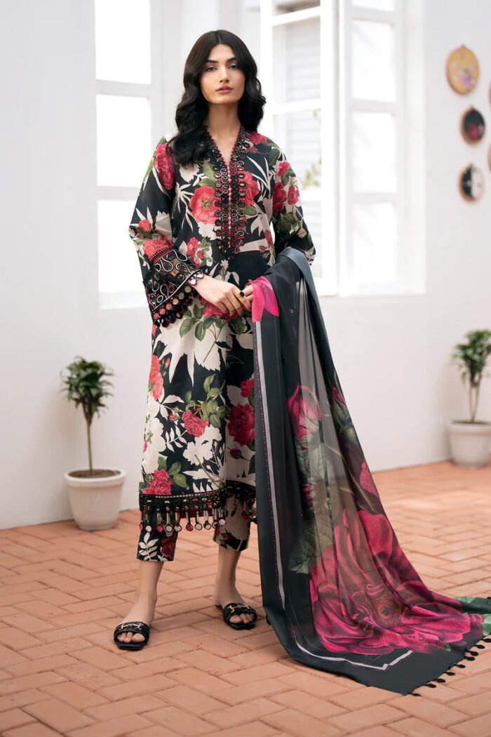 BAROQUE 3PC Lawn Printed Shirt With Voile Printed Dupatta-786 - Image 5