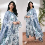 BAROQUE 3PC Lawn Printed Shirt With Voile Printed Dupatta-789