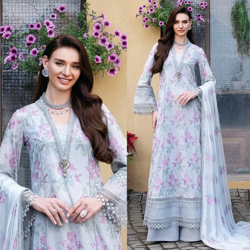Shop with Namra is offering Bareeze Lawn 3PC Embroidered With Chiffon Embroidered Dupatta 457 5 in latest clothing collection 2024