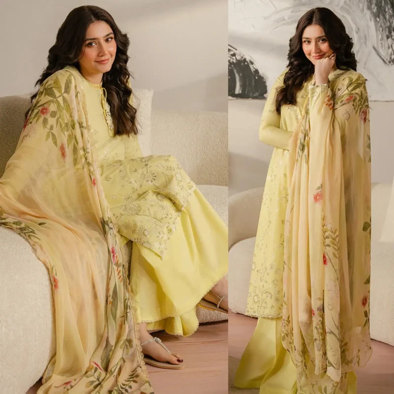 Shop with Namra is offering CROSS STITCH 3PC Lawn Chikenkari Embroidered Shirt With Printed Dupatta 479 in latest clothing collection 2024