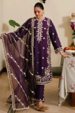 CROSS STITCH 3PC Lawn Embroidered With Organza Embroidered Dupatta-468 - Image 4