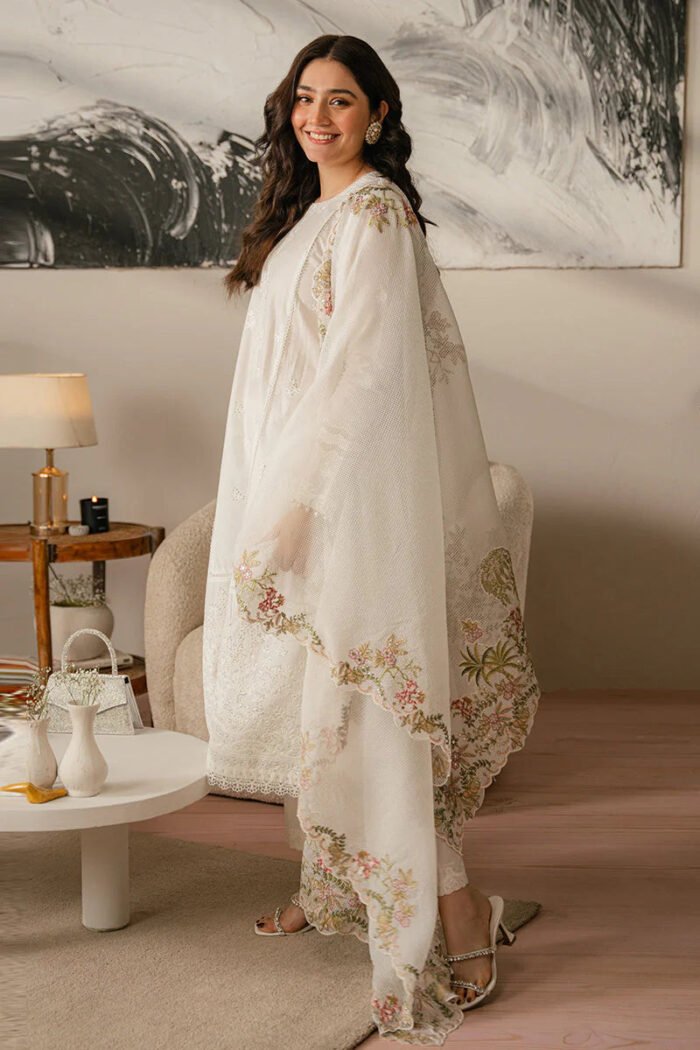 CROSS STITCH Lawn 3PC Embroidered With Organza Embroidered Dupatta-456 - Image 4