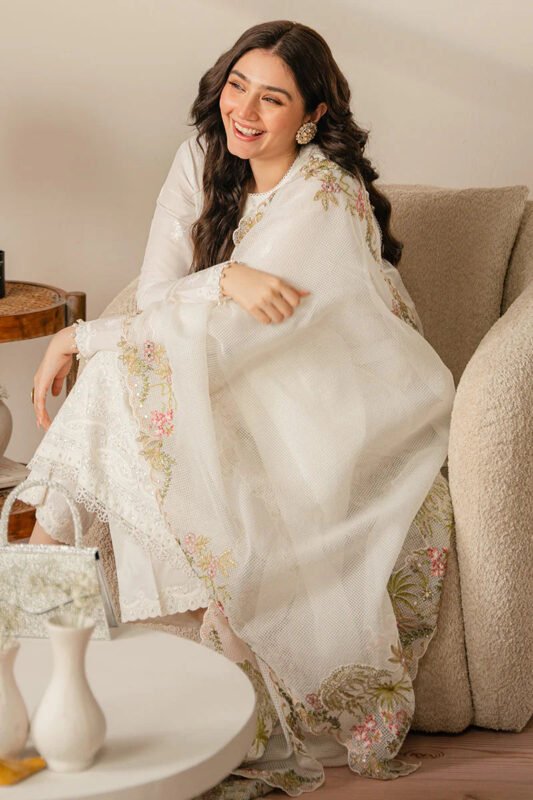 Shop with Namra is offering CROSS STITCH Lawn 3PC Embroidered With Organza Embroidered Dupatta 456 4 in latest clothing collection 2024