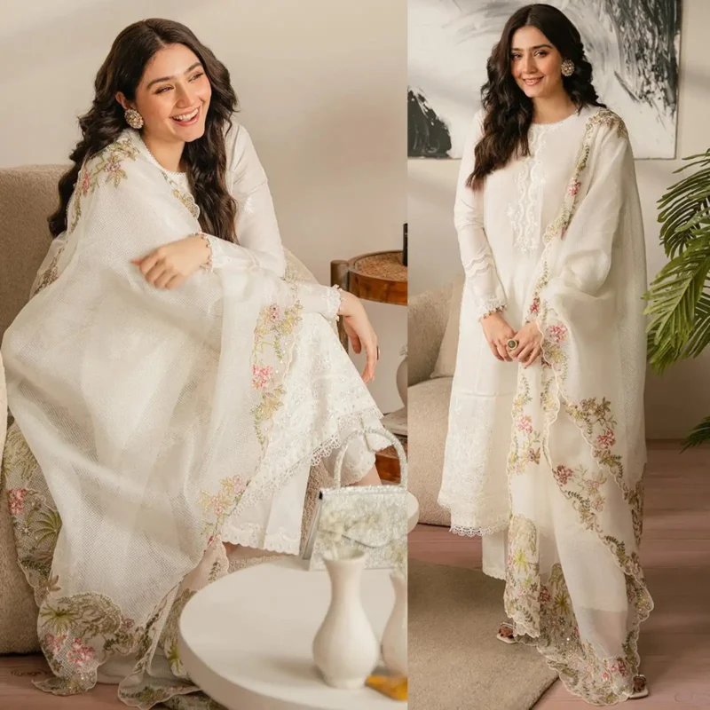 Shop with Namra is offering CROSS STITCH Lawn 3PC Embroidered With Organza Embroidered Dupatta 456 in latest clothing collection 2024