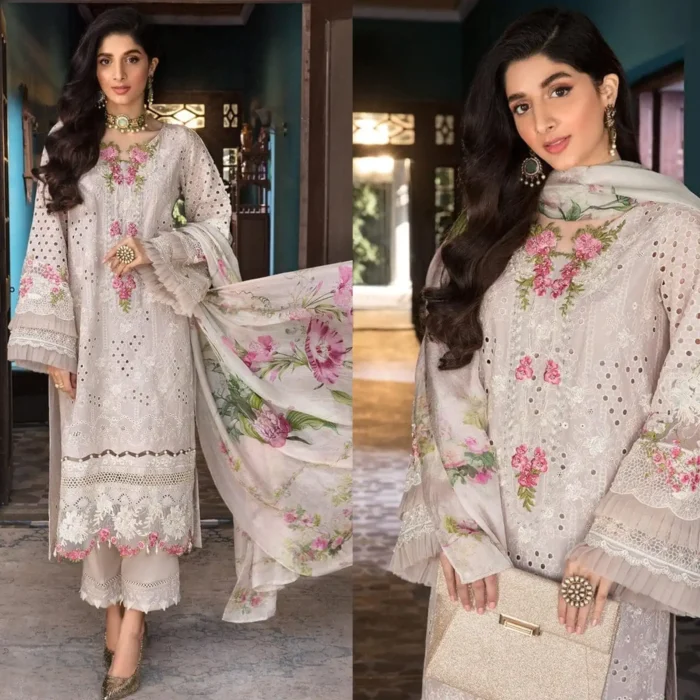 ELAF Lawn 3PC Chikankari Embroidered With Printed Dupatta-432 ELAF Lawn 3PC Chikankari Embroidered With Printed Dupatta-432 - Image 1