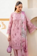 JAZMIN 3PC Chekankari Lawn Embroidered With Printed Dupatta-480 - Image 4