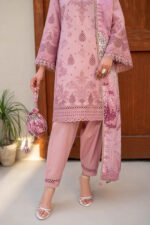 JAZMIN 3PC Chekankari Lawn Embroidered With Printed Dupatta-480 - Image 8