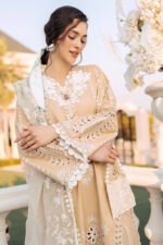 MUSHQ 3PC Lawn Chekankari Embroidered With Organza Embroidered Dupatta-402 - Image 8