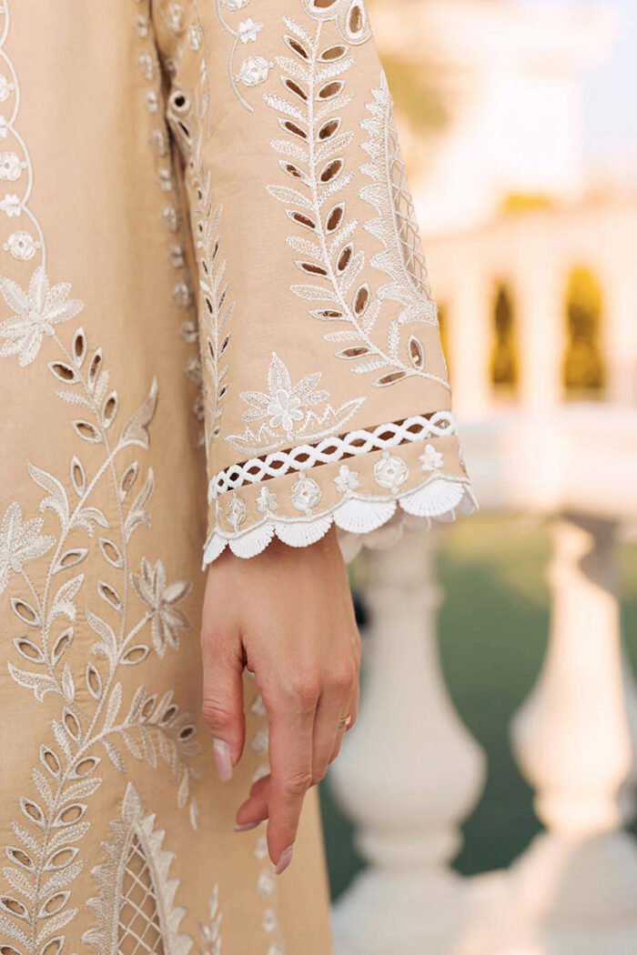 MUSHQ 3PC Lawn Chekankari Embroidered With Organza Embroidered Dupatta-402 - Image 5