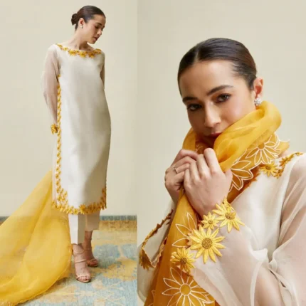 Mehreen Hamayon 3PC Lawn Embroidered Shirt With Embroidered Dupatta-386