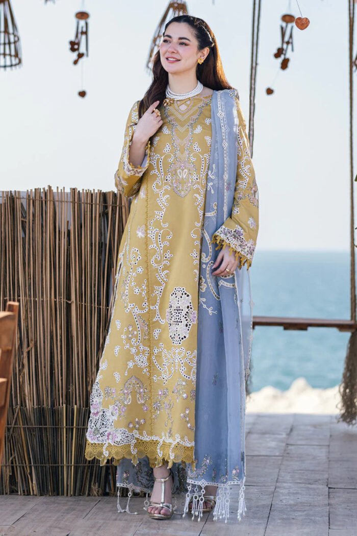 QALAMKAR Chikenkari Lawn 3PC Embroidered With Organza Embroidered Dupatta-450 - Image 6
