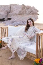 QALAMKAR Chikenkari Lawn 3PC Embroidered With Organza Embroidered Dupatta-455 - Image 2