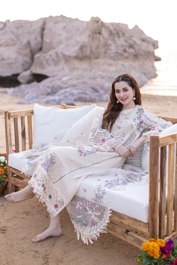 QALAMKAR Chikenkari Lawn 3PC Embroidered With Organza Embroidered Dupatta-455 - Image 2