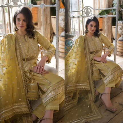 SOBIA NAZIR 3PC Lawn Embroidered With Organza Embroidered Dupatta-731