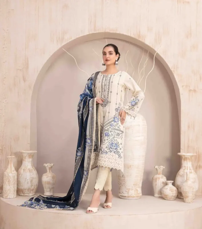 Shop with Namra is offering TAWAKAL 3PC Lawn Chekankari Embroidered With Printed Dupatta 438 1 in latest clothing collection 2024
