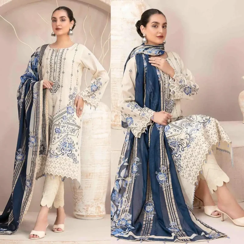 Shop with Namra is offering TAWAKAL 3PC Lawn Chekankari Embroidered With Printed Dupatta 438 3 in latest clothing collection 2024